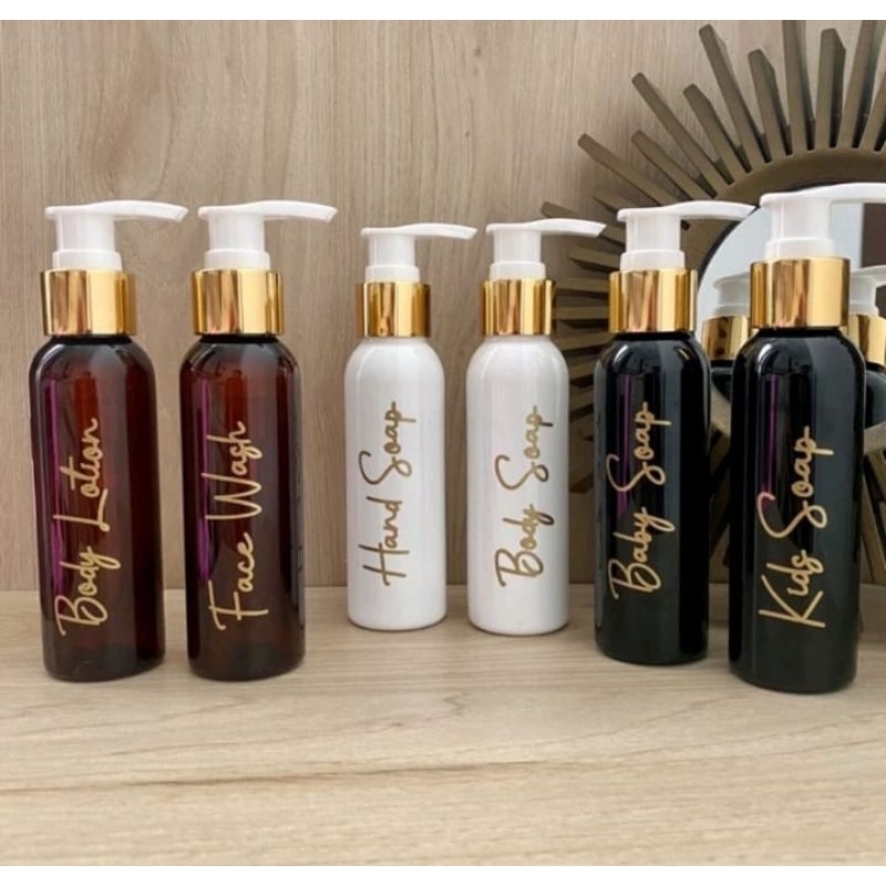 BOTOL PUMP 100ML TRAVER SIZE AESTHETIC REFILL BOTTLE 100 ML HITAM PUTIH COKLAT