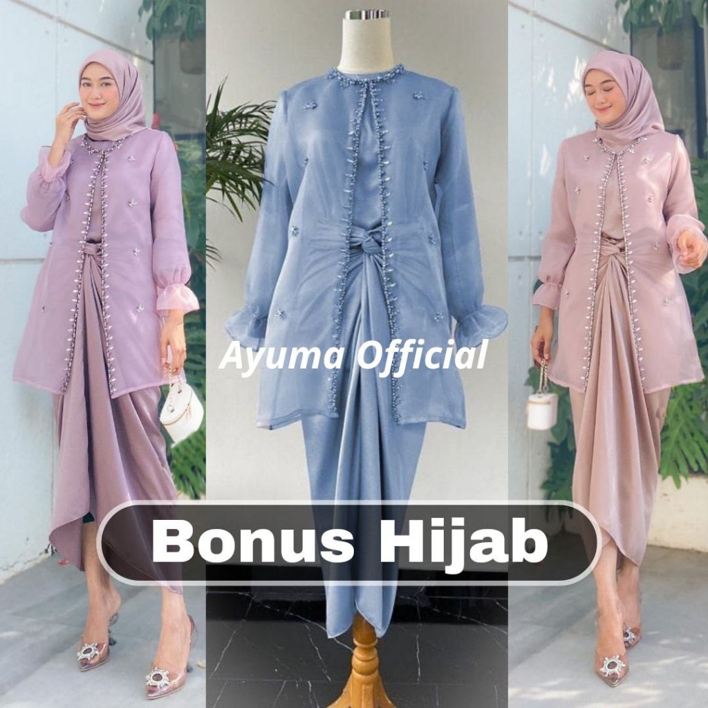 (ADA JUMBO) TERBARU ONESET JEMMA ORGANZA PREMIUM OUTFIT KONDANGAN SETELAN ROK LILIT | SETELAN OUTER 
