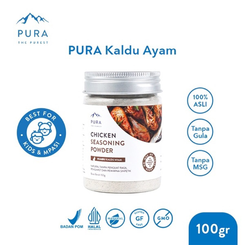 

PURA SEASONING KALDU AYAM KAMPUNG ASLI KALDU MPASI NON MSG TANPA GULA 20gr Sachet / Botol 100gr