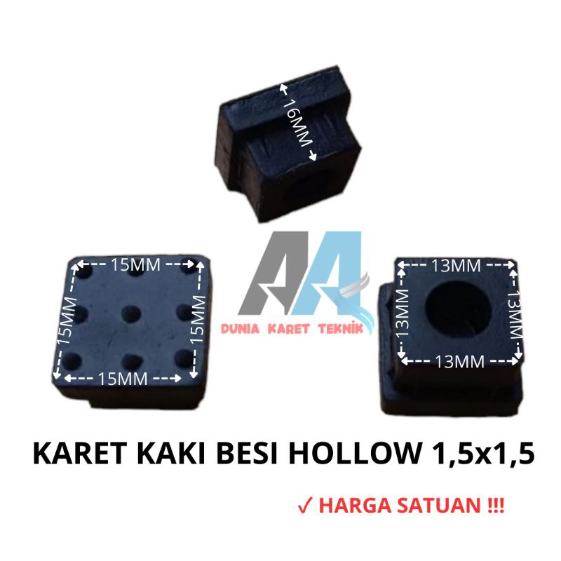 Karet Kaki Hollow 1,5x1,5 Padat / Karet Tutup Kaki Meja Kursi Rak Besi HOLLOW