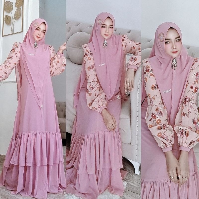 DRESS DAILY RIANA SET KHIMAR FULL CRYSTALL BY FAESTA SYAR'I