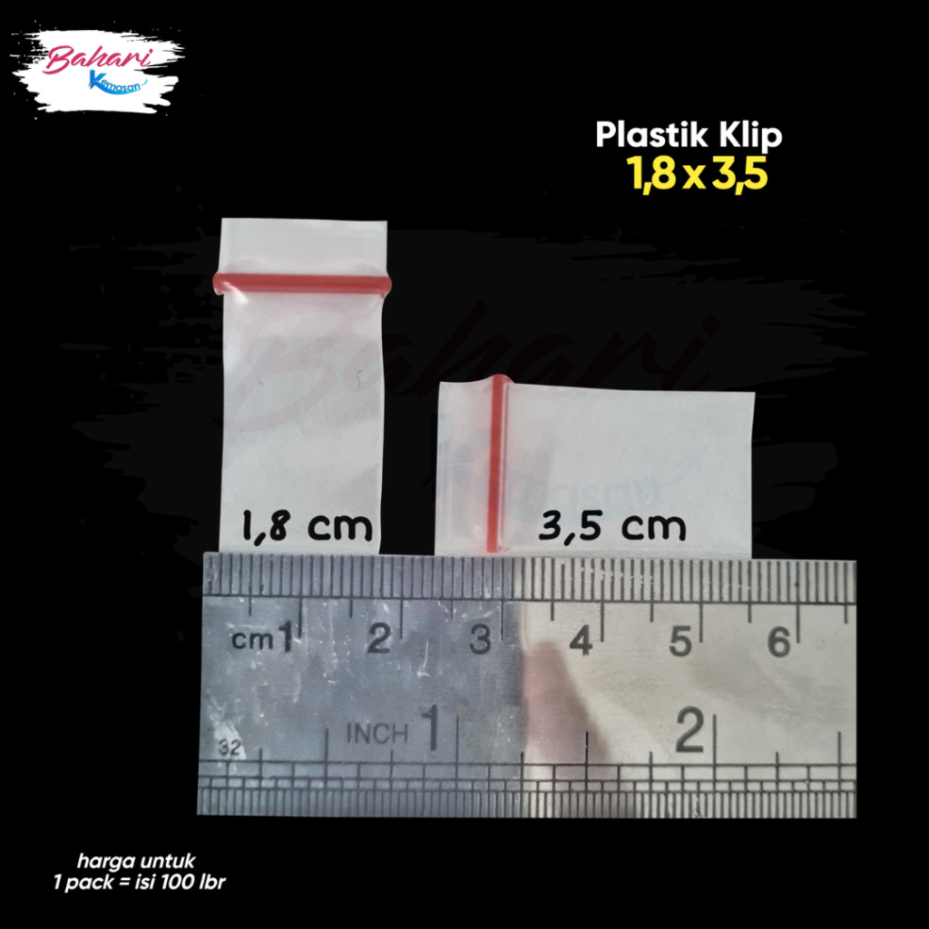 PLASTIK KLIP KECIL 1,8 X 3,5 ziplock isi 100 1,8x3,5