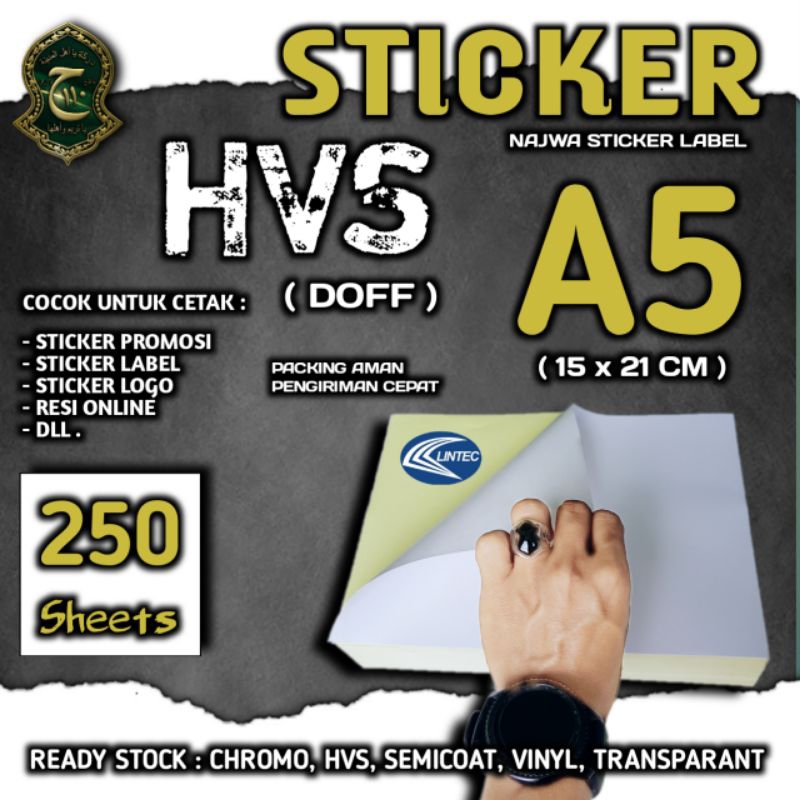 

STICKER HVS ( DOFF ) A5 ISI 250 LEMBAR TERMURAH