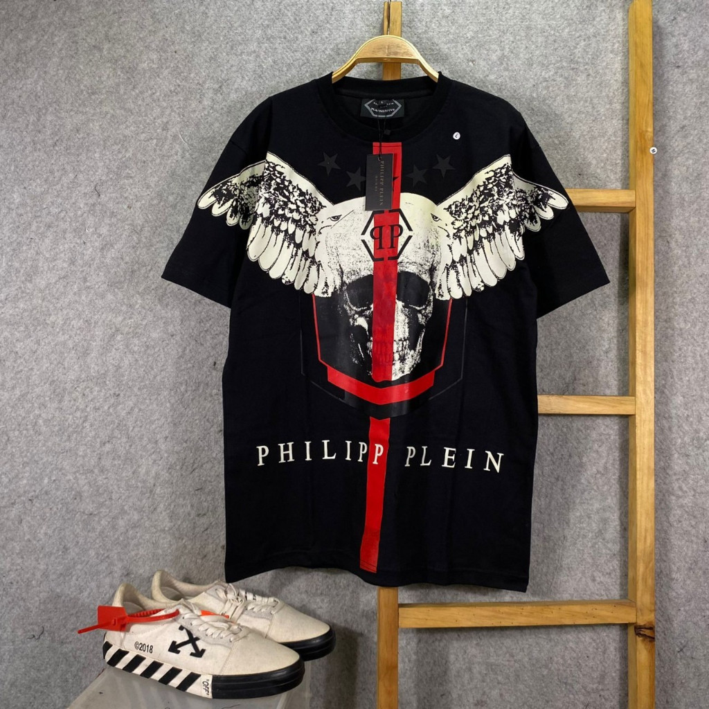 KAOS TSHIRT PHILIPP PLEIN WINGS MIRROR BLACK PREMIUM