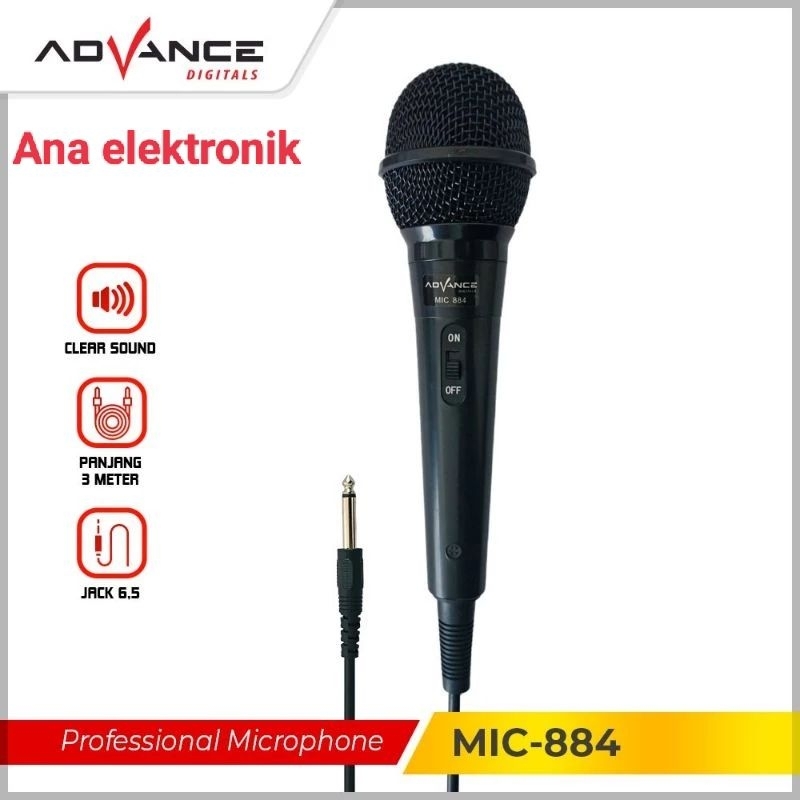 MIC KABEL ADVANCE  MIC 884 MIC KARAOKE VOKAL ( BATAM )