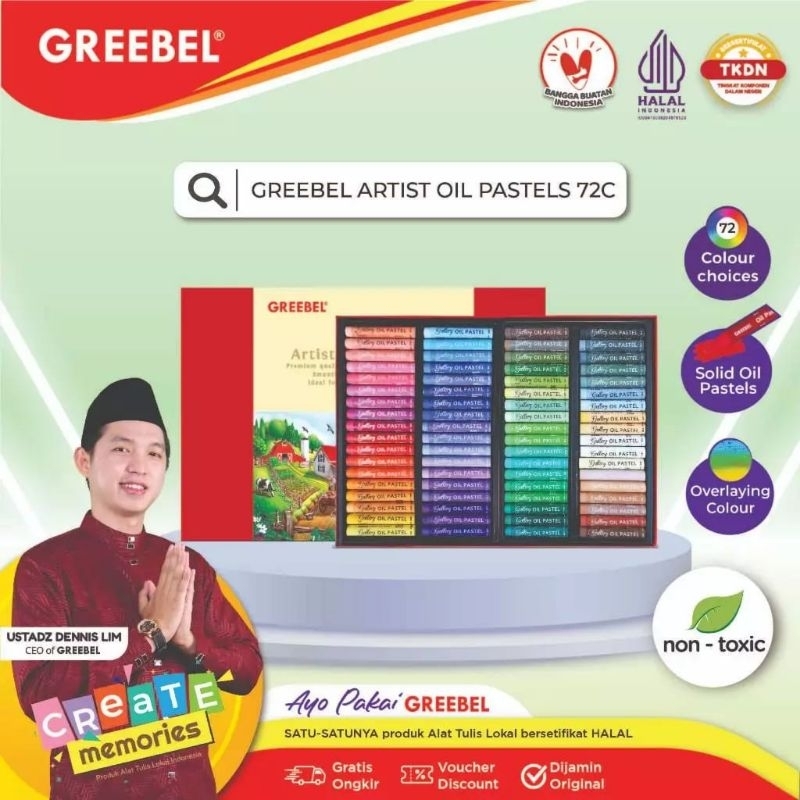 

Greebel Artist Oil Pastel Crayon 72C / Crayon Greebel 72 warna