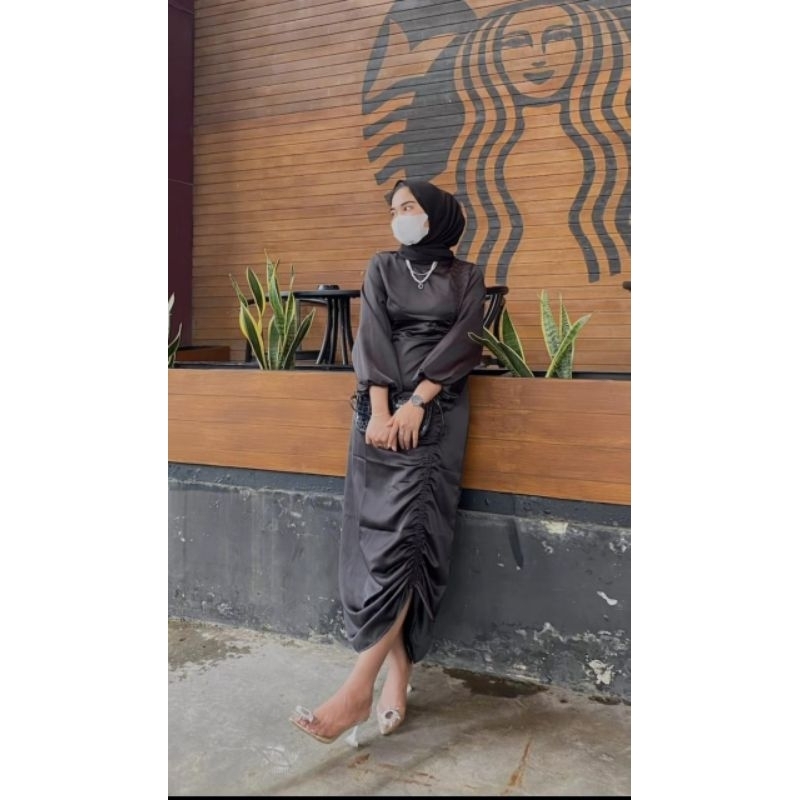 Salsa Dress Gamis Dewasa Dress Muslim Elegan Dress Remaja Kekinian Bridesmaid Gamis Satin
