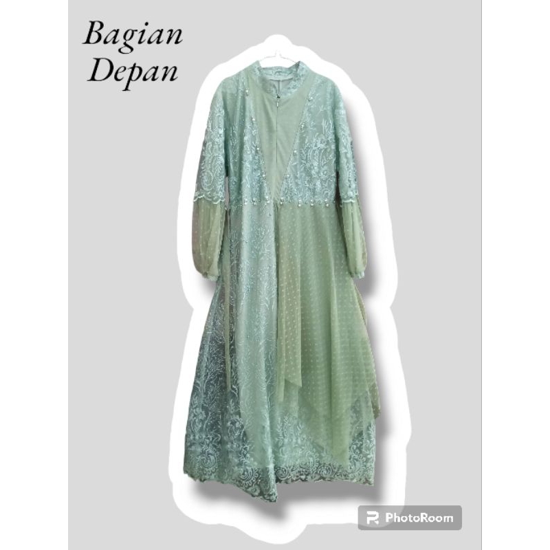 dress kondangan hijau tosca sage dress wisuda