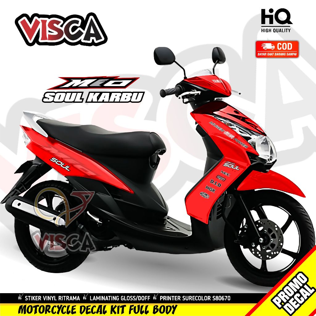 Decal Mio Soul Karbu Full Body Stiker Mio Soul Karbu Variasi Keren Striping Mio Soul Karbu Variasi D