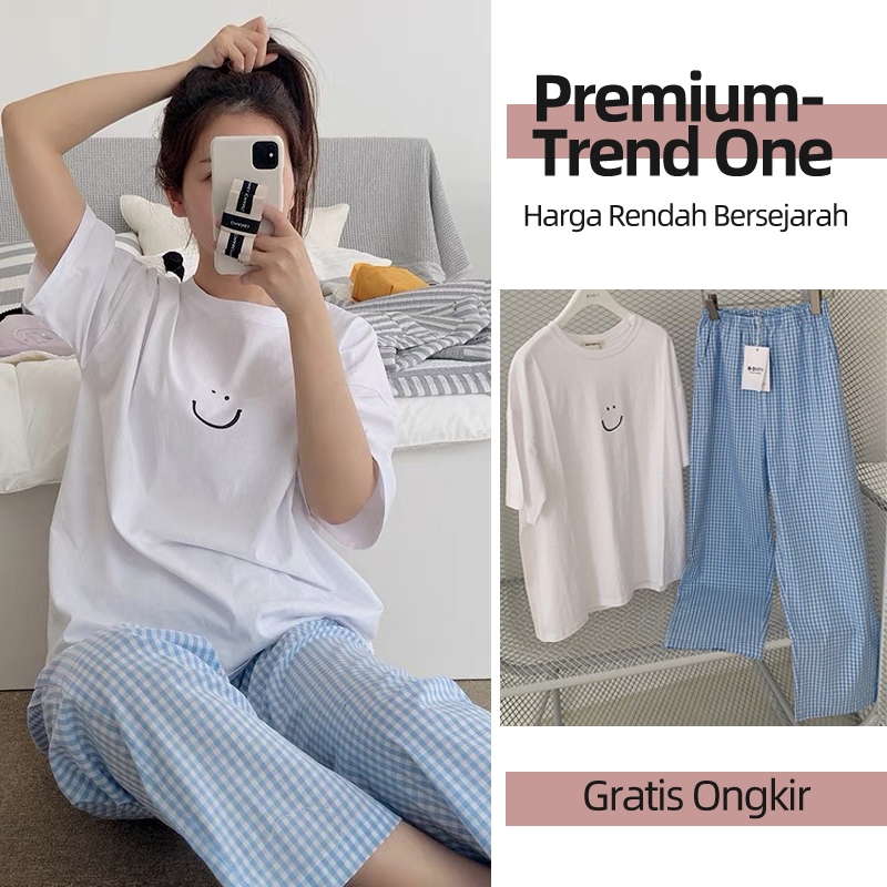 Piyama Oversize dewasa Bahan Kaos Lengan Pendek Baju Tidur Wanita pakaian tidur wanita kaos set baju