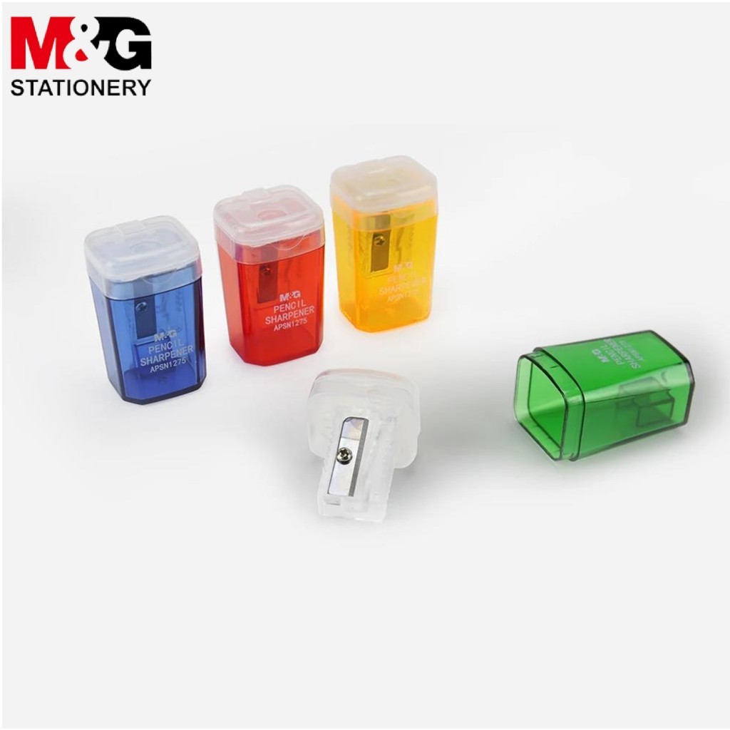 

M&G Sharpener Rautan Serutan Pensil 1 2 Lubang + Wadah Sampah 4 Warna