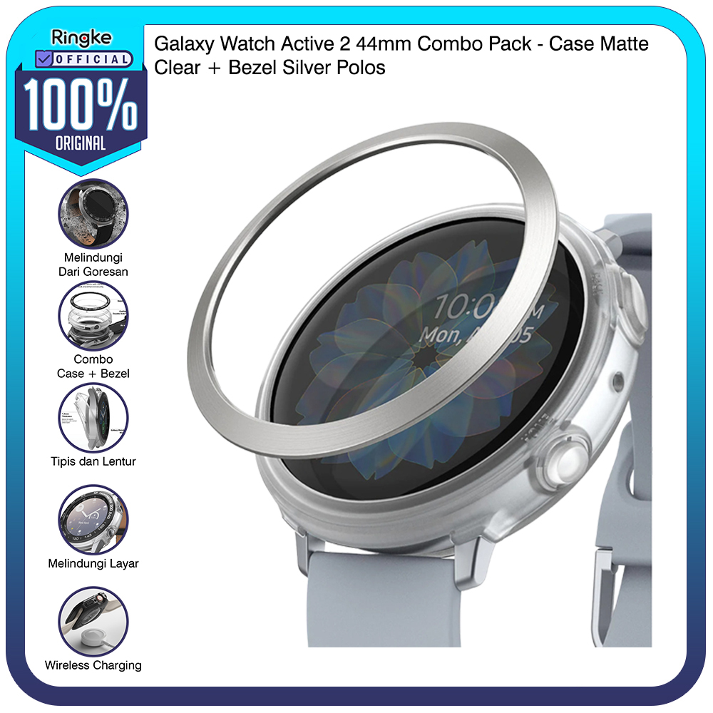 Ringke Galaxy Watch Active 2 44mm Combo Pack  Casing Softcase + Metal Bezel Anti Crack Armor