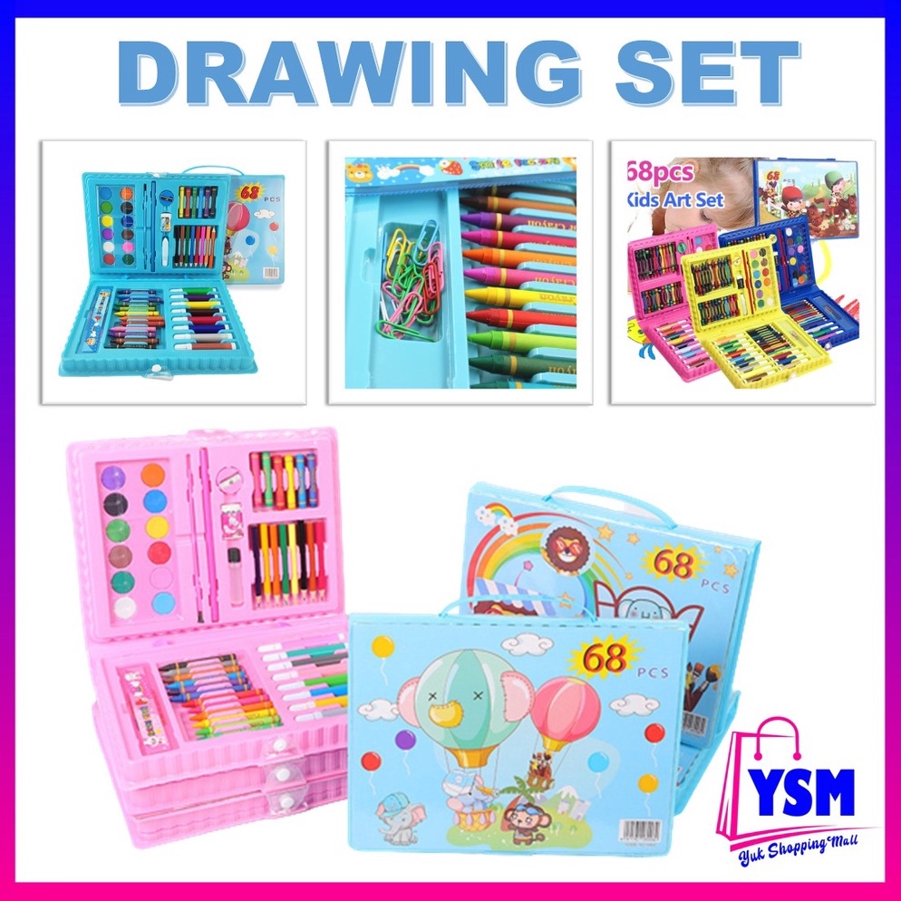 

Baru YSM rawing Set 68Ps il Pastel rayn 68 IN 1 Set Krayn Mewarnai an Melukis Lengkap engan at Air Alat Mewarnai Anak Anak Bentuk Kper TPV