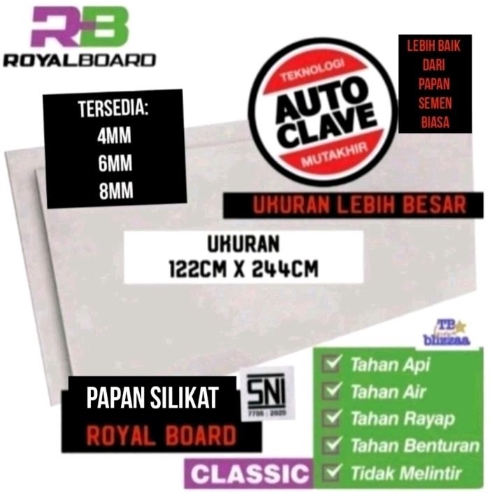 Terlaris GRC 4mm GRC 6mm GRC 8mm Royal Board 122cmx244cm Ukuran besar Royal Board SNI DWA