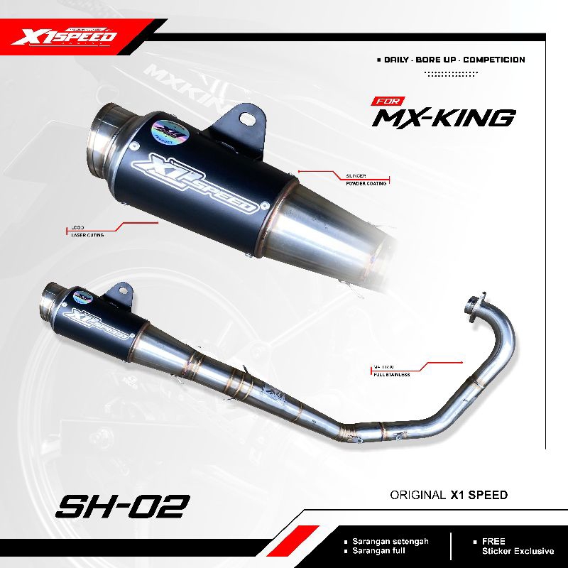 FULL SYSTEM KNALPOT X1 SPEED FOR MX KING Type CROS-02