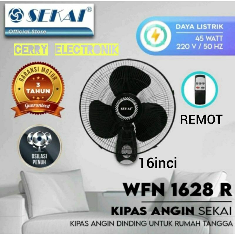 Kipas Angin Dinding SEKAI WFN -1628R / Wallfan SEKAI 16" REMOT
