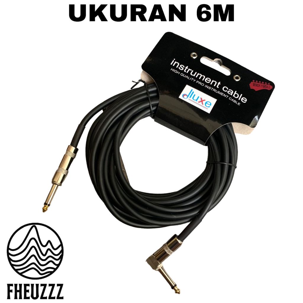 Kabel Jack Jak Gitar Guitar Bass Bas Akustik Elektrik Original DLUXE Ukuran 3 Meter Dan 6 Meter