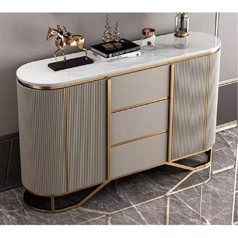 console table / meja konsol modern premium stainless gold mix top marble