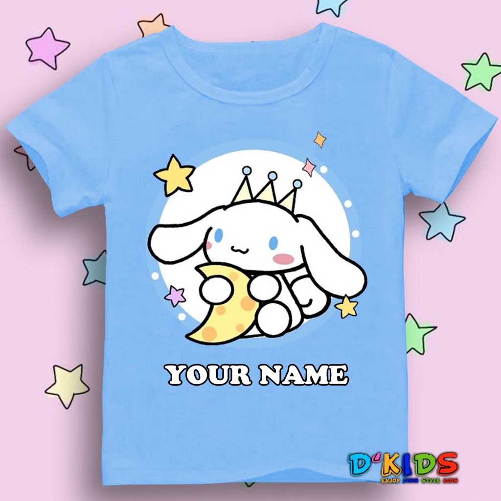 Kaos Atasan Anak Perempuan Animasi CINNAMOROLL - Tshirt Baju Anak Gambar CINNAMON Bintang dan Bulan 