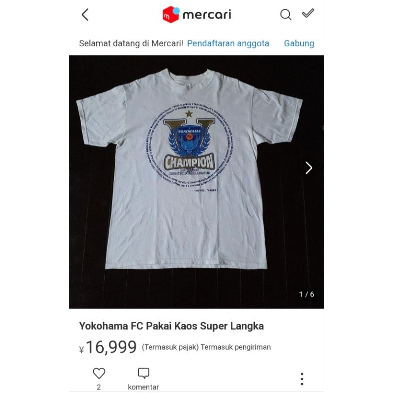 Kaos Vintage Yokohama FC Champion 1999 Copyright 1999 Super Langka