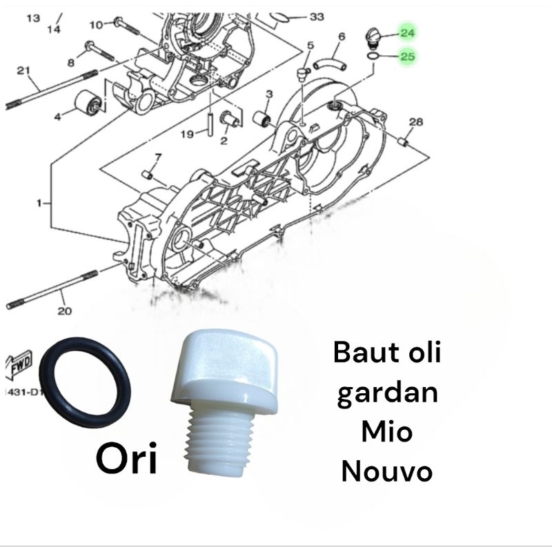 baut tutup oli gardan yamaha mio sporty smile soul nouvo