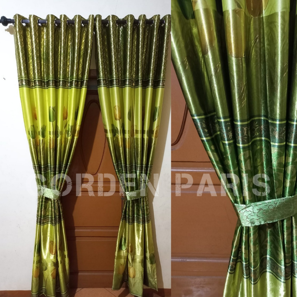 GORDEN JENDELA GORDEN PINTU GORDYN BLACKOUT MOTIF PRIN MAS BUNGA TULIP GORDEN JENDELA PINTU PANJANG 