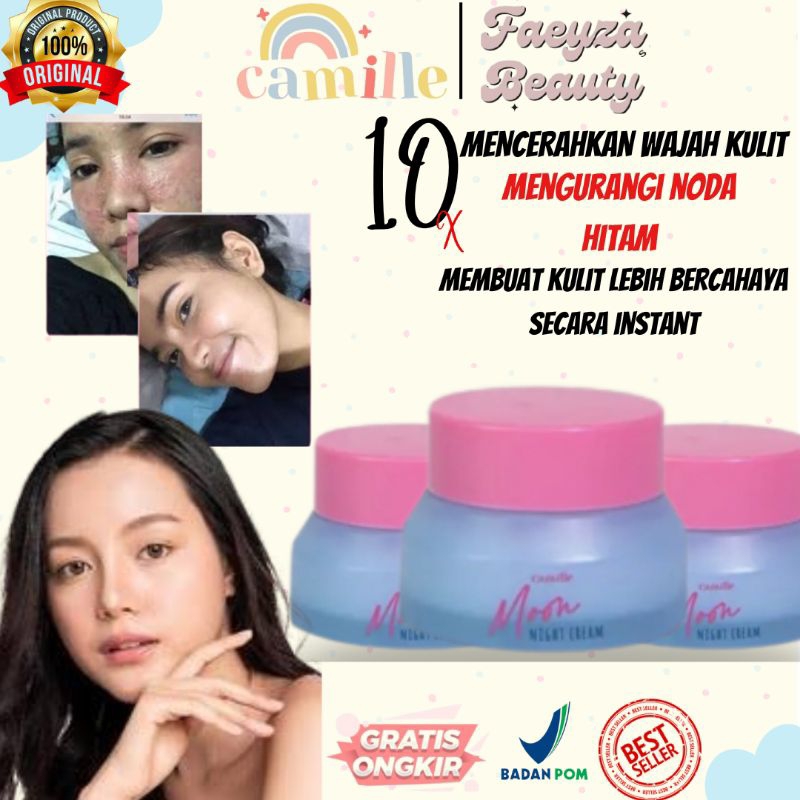 CAMILLE BEAUTY OFFICIAL STORE MOON NIGHT CREAM, KRIM MALAM, NIGHT CREAM MENGENCANGKAN KULIT PENCERAH