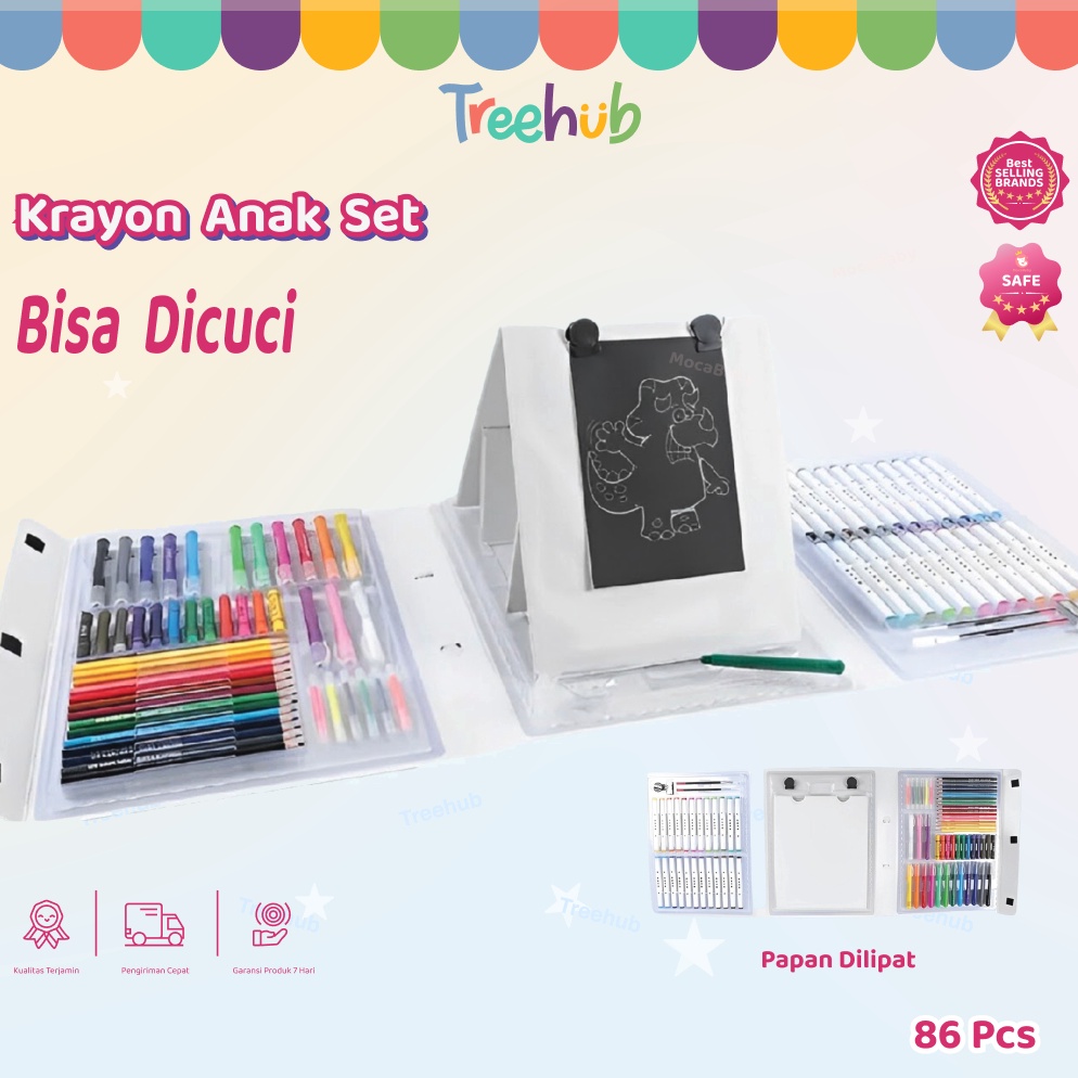 

el terkini Treehub rayn Set 8486ps Krayn Mewarnai Anak 8486ps Pensil Warna Set 8486ps alam tas tangan hewan putih Washable markers Set AEY