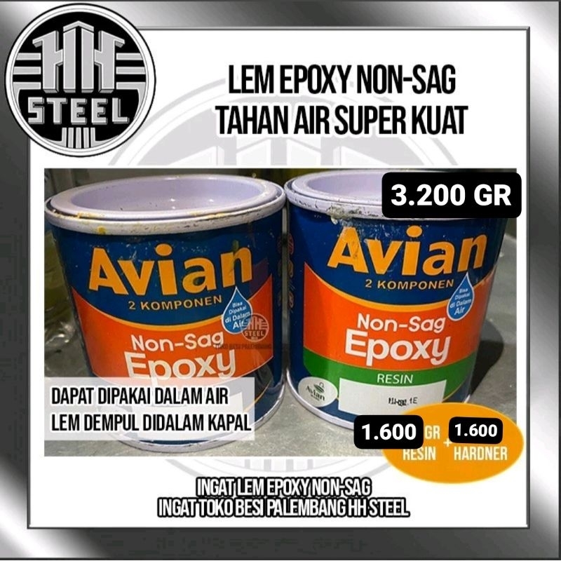 LEM EPOXY NON-SAG AVIAN DEMPUL BISA TAHAN DALAM AIR KAYU DAN BESI KEMASAN 3.200 GRAM BESAR