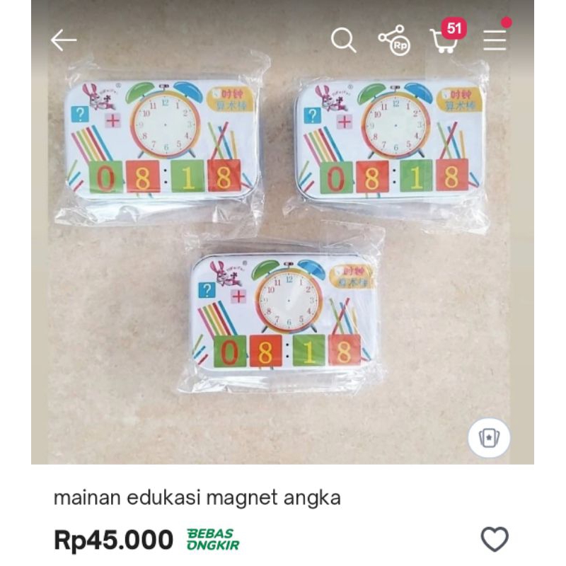 Mainan Edukasi Anak Magnet Angka