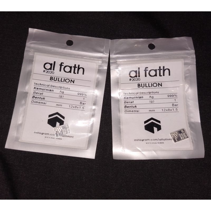 Perak Batangan al Fath Bullion 1 gr Fine Silver  Bukan sala wakala imn bullionspot isilver