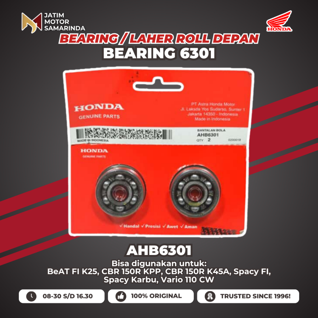 Honda AHM Bearing Bantalan Roda Laker Laher Roll Depan AHB6301 6301 Beat FI CBR 150R Spacy FI Spacy 