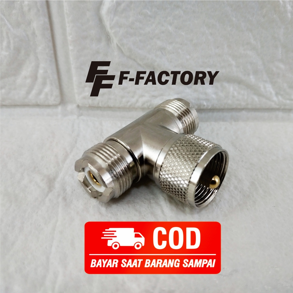 Konektor T sambungan PL MALE to DOUBLE PL FEMALE. Sambungan SWR atau NANO VNA