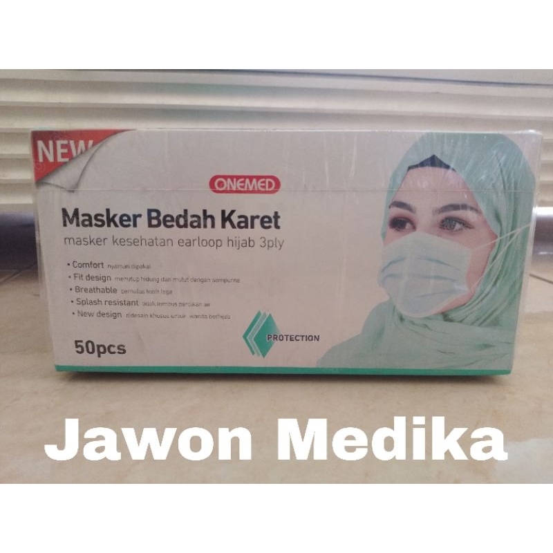 Masker Hijab Onemed/Masker Bedah Karet Hijab Onemed/Masker Medis Hijab Onemed