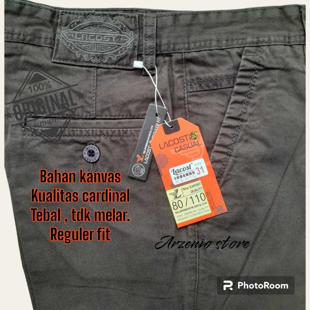 Celana Panjang Pria Chino Premium Cardinal Original Kanvas Tebal Halus Tidak Luntur Lacosta Size 27 Sampai Big size 44 Jumbo