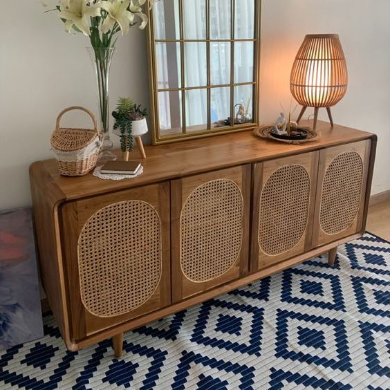 kabinet minimalis kayu jati model retro / bufet tv minimalis jati solid / kabinet jati minimalis