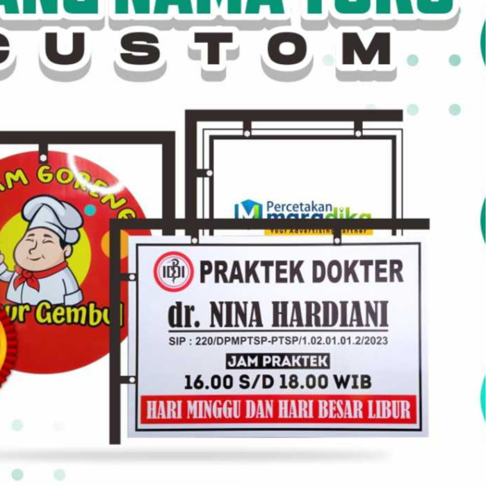 

60cm x 80cm Plang Toko/Kantor Custom Persegi Bahan Acrylic 2 sisi Ukuran 60cm x 80cm
