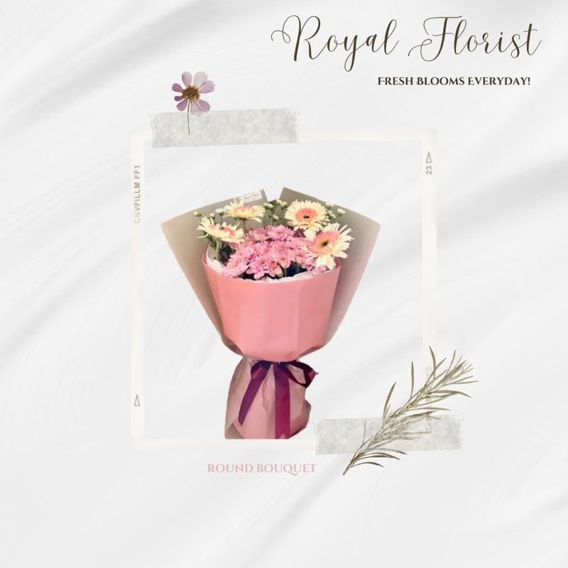 ROUND BOUQUET/BUKET BUNGA ASLI/ BUKET ASTER GERBERA/BUKET BANDUNG/BUKET CIMAHI