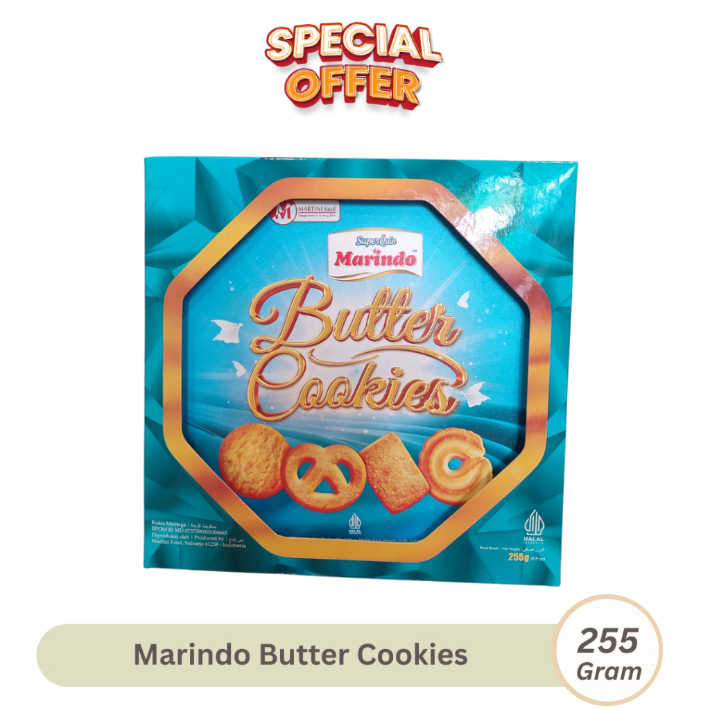 

Marindo Butter Cookies 255gr Biskuit Kukis Kemasan Toples Box