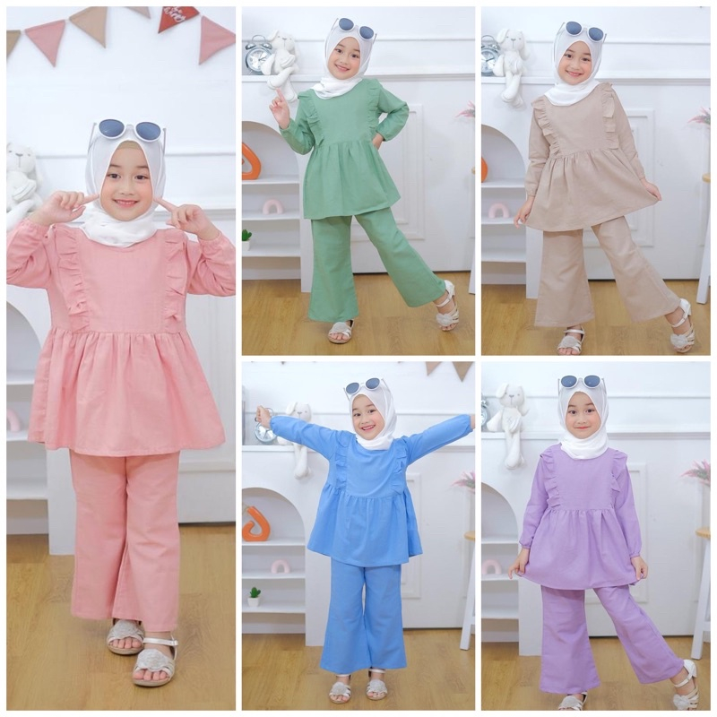 SETELAN ANAK PEREMPUAN SET BAHAN LINEN - SETELAN MAISY