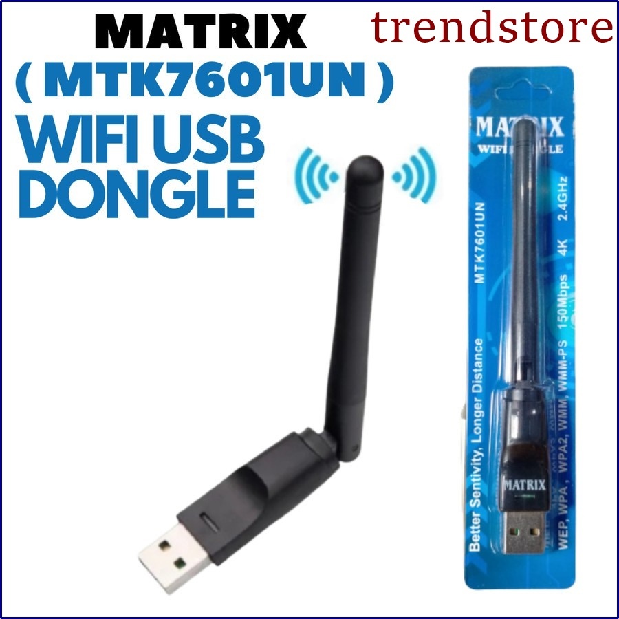 Dongle Wifi MT 7601 Matrix Hitam - Untuk STB TV Digital Receiver Parabola dan Komputer