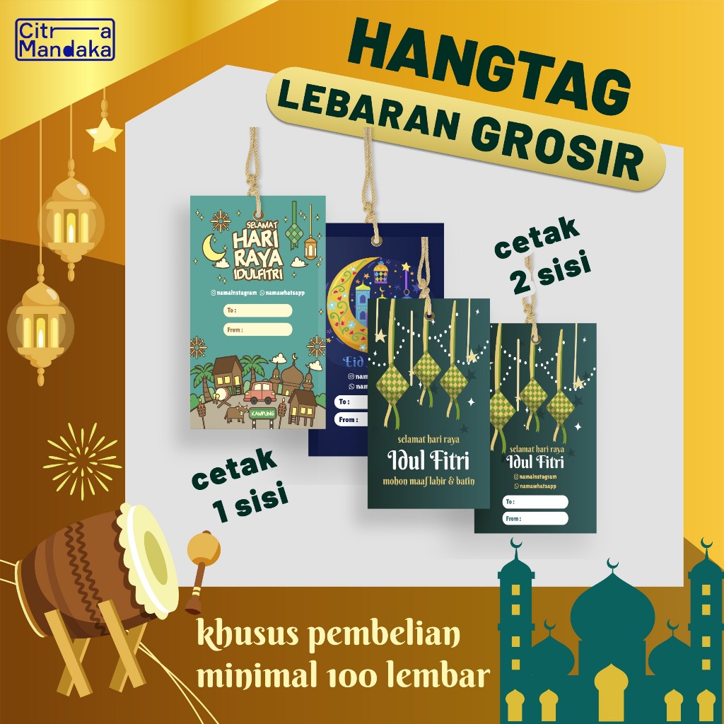 

Cetak Hang Tag Idul Fitri Custom A3 Grosir | Label Hampers Lebaran Free Design