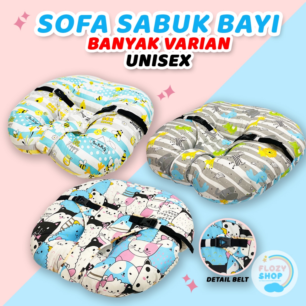 Sofa Bulat Jumbo Karakter Anak Bayi Newborn Laki Laki Dan Perempuan 2 In 1 Multifungsi Gesper Sabuk 