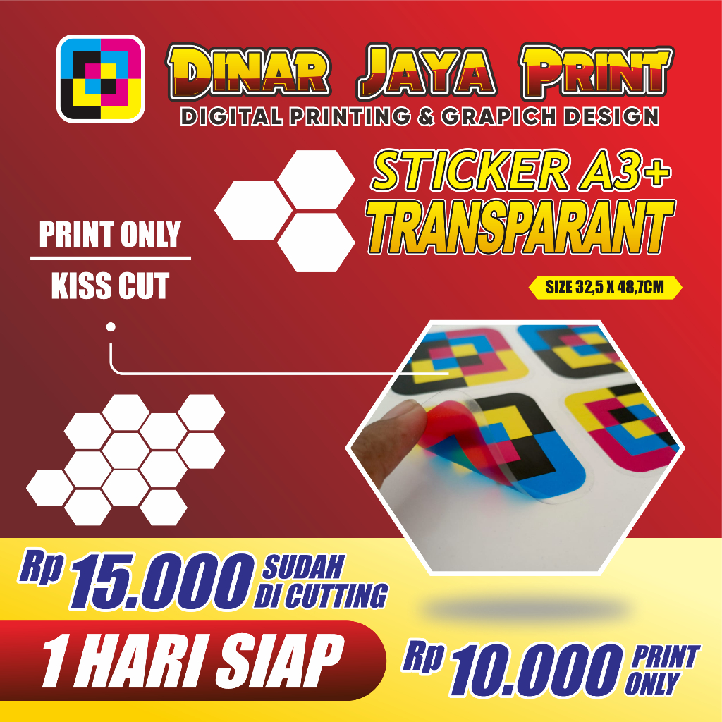 

CETAK STIKER TRANSPARANT CUT A3+ MURAH / CETAK STIKER LABEL KEMASAN MAKANAN & MINUMAN
