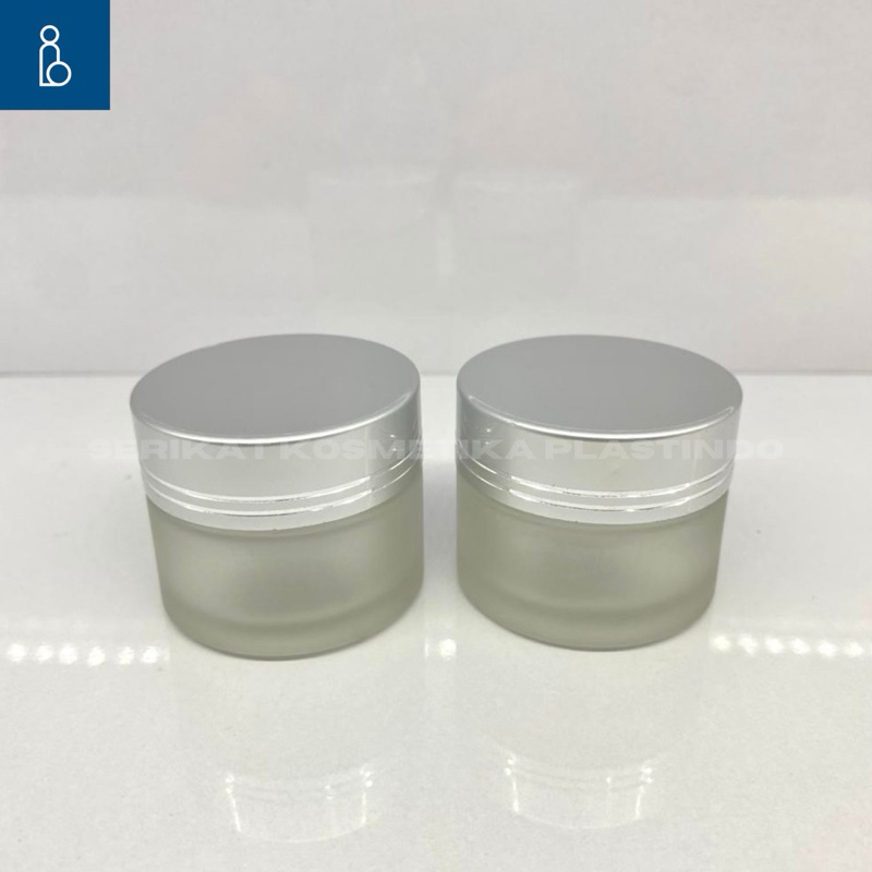 POT JAR POT CREAM 15 GRAM KACA FROSTED TUTUP SILVER