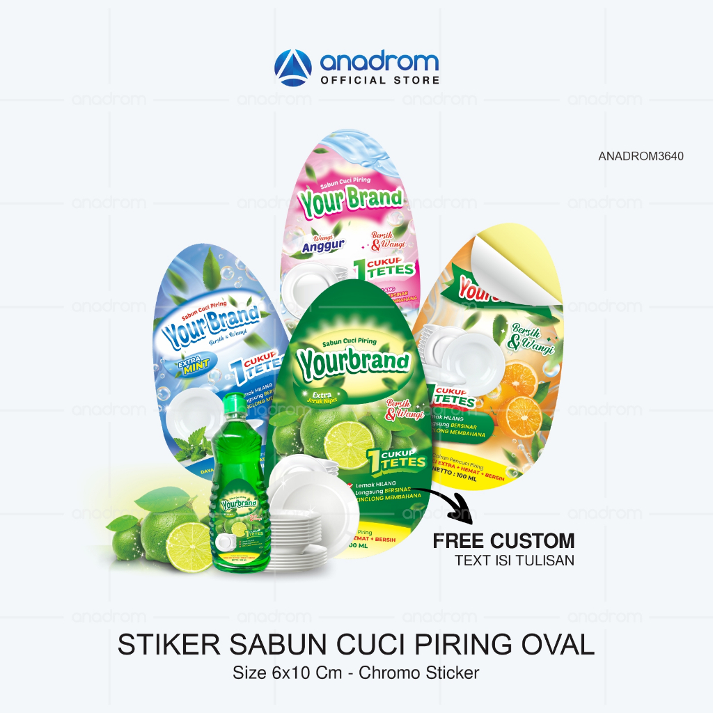 Sticker Kemasan Sabun Cuci Piring Oval | Sticker Label Kemasan Botol Sabun Cuci Piring | Anadrom 364