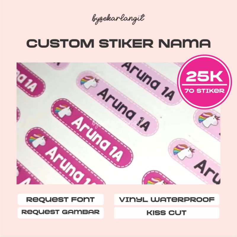 

Stiker Nama | Sticker Nama Anak | Custom Sticker Waterproof