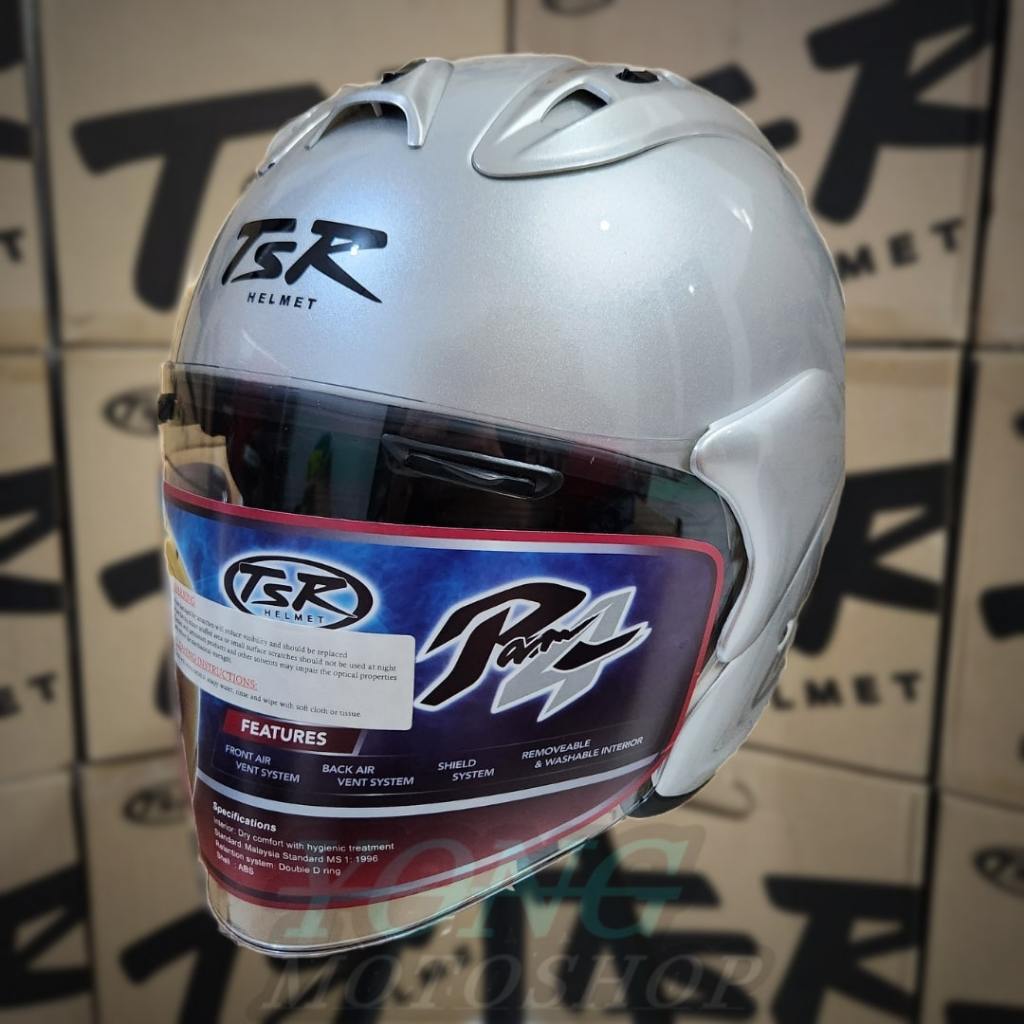 Helm TSR Ram 4 Alumina Silver Original Half Face TSR Helmet Ram4