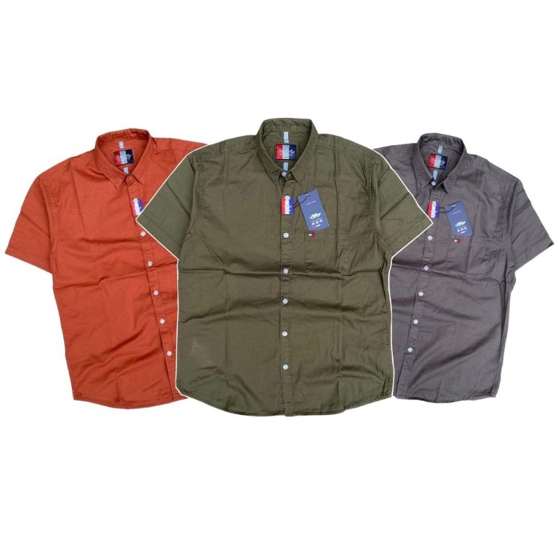 KEMEJA PRIA DEWASA POLOS LENGAN PENDEK BRANDED TERBARU / KEMEJA PRIA DEWASA KASUAL SLIMFIT PREMIUM I