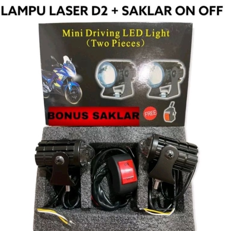 PAKET Lampu Tembak Sorot Led Laser D2  Saklar 128v Universal Motor Mobil Vario mio beat supra scoopy